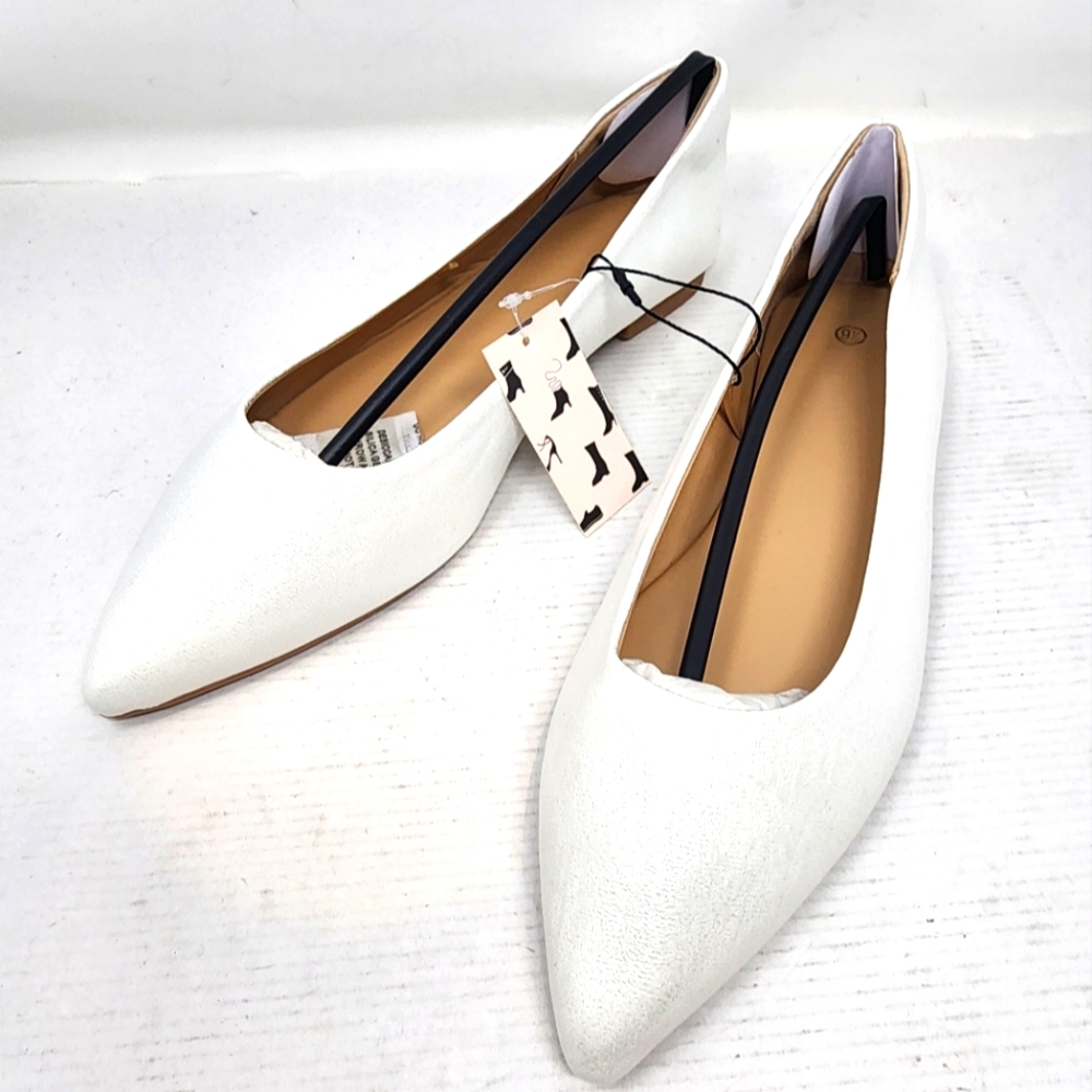 New White Ballet Flats Slipon Shoes Balletcore‎ Wedding Summer Cruise 9.5